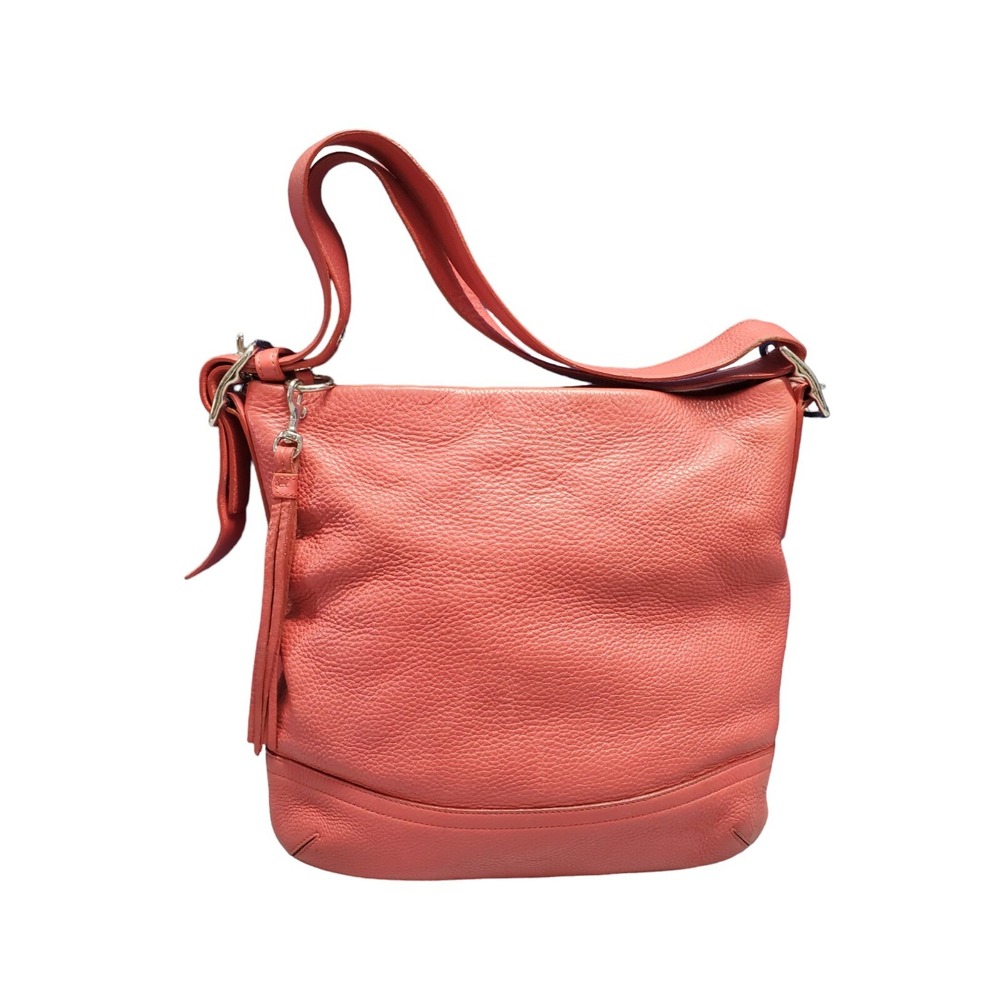 Coach Soho Flap 10608 Coral Red Pebbled Leather Shoulder Bag Hobo Purse